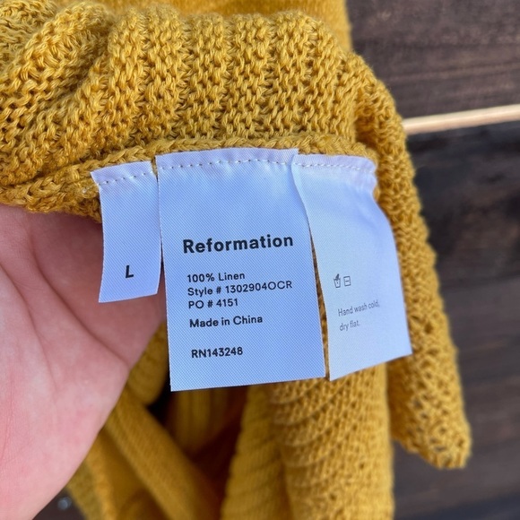 Reformation Andrea Dress Ochre Mini Size L Yellow - Picture 4 of 5